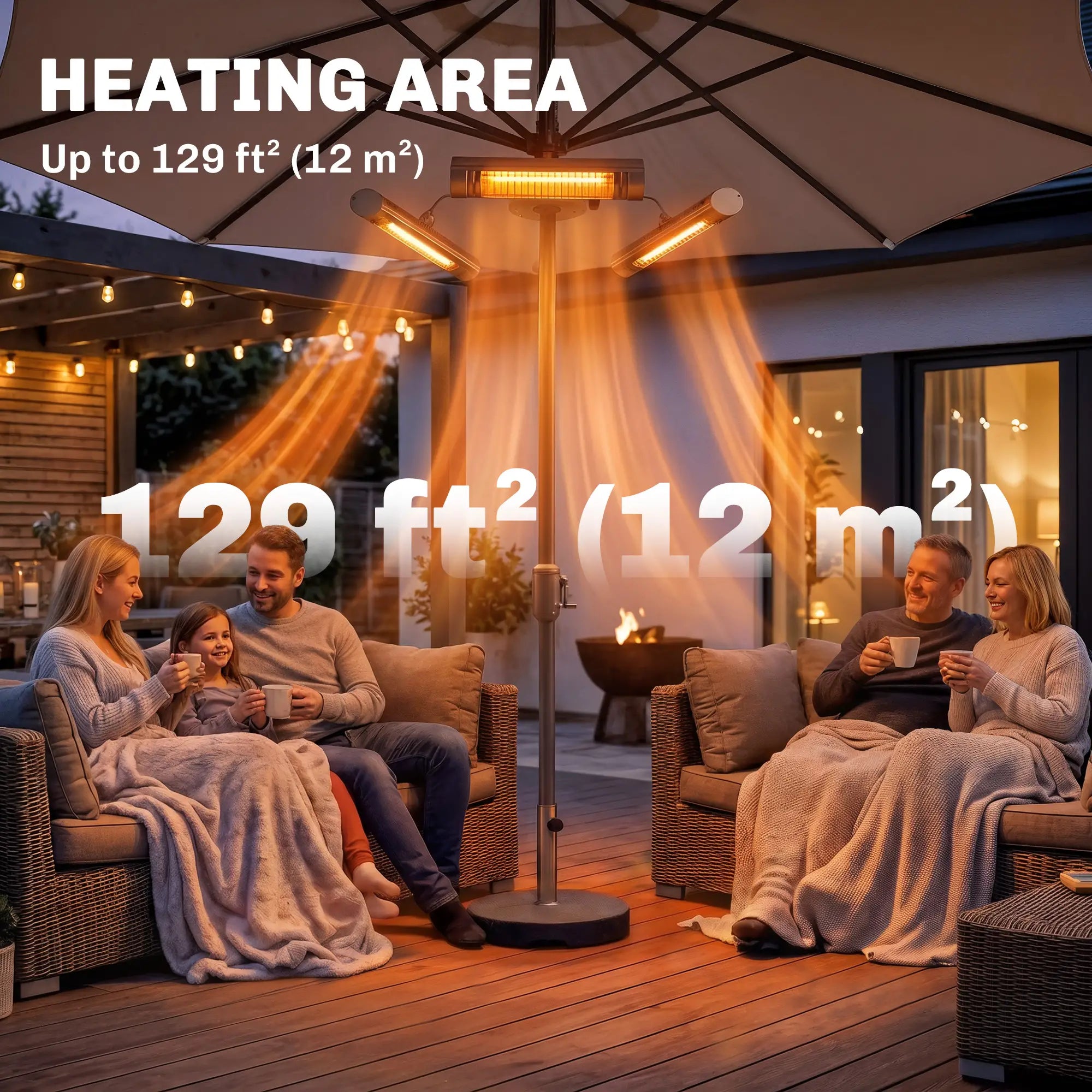 Electric Patio Heater, 3 Heating Panels, Infrared Remote, Silver Electric Tower Heaters at Gallery Canada