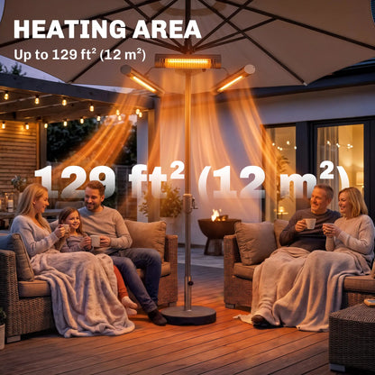 Electric Patio Heater, 3 Heating Panels, Infrared Remote, Silver Electric Tower Heaters at Gallery Canada