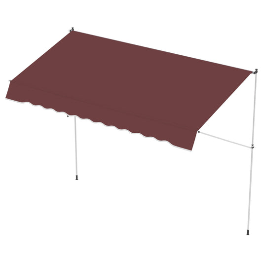 10x5ft Retractable Sun Shade Canopy, 5.6-9.2ft Pole, Wine Red Patio Awnings Wine Red at Gallery Canada