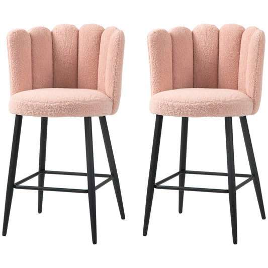 Faux Cashmere Bar Stools Set of 2 Counter Height Bar Stools with Back for Home Kitchen, 20.5"x19.7"x36.6", Pink - Gallery Canada