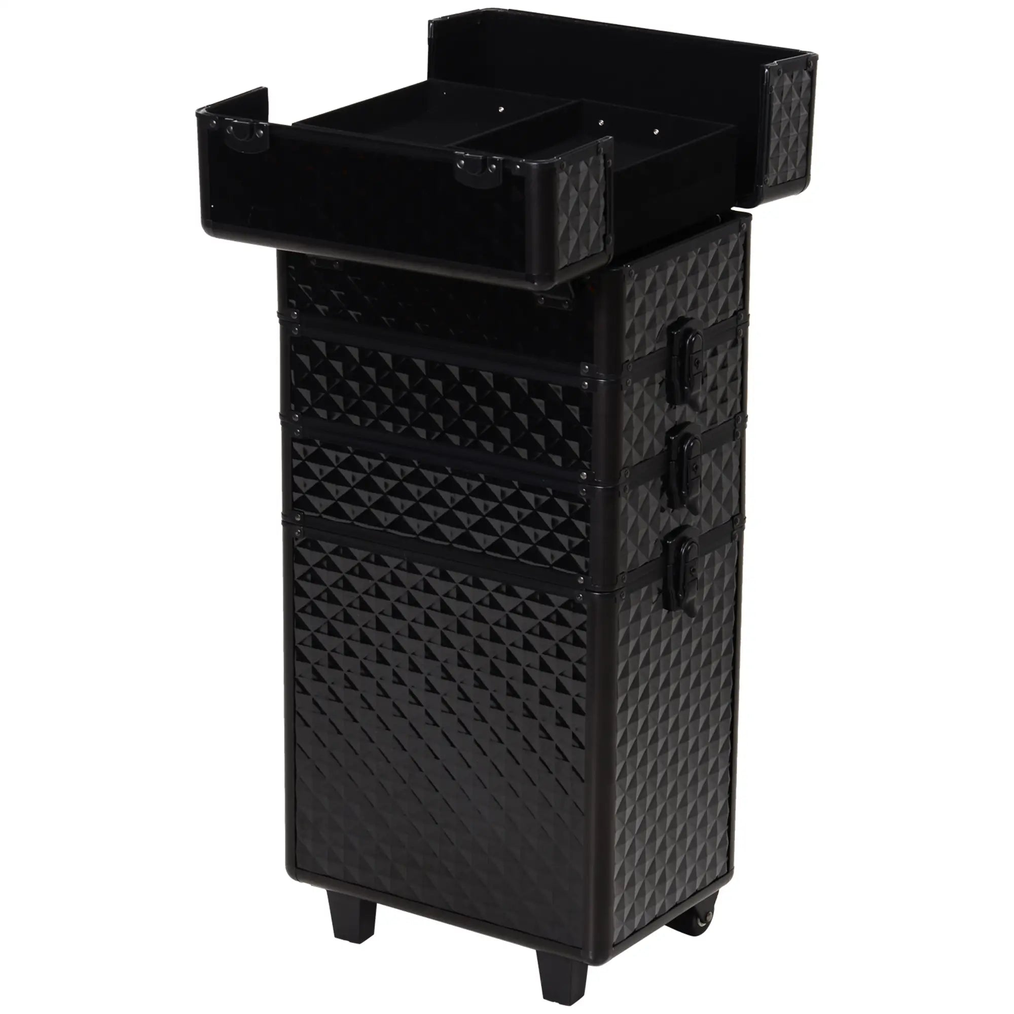 Portable Aluminum Makeup Train Case, 4 in 1, 2 Wheels, Multiple Compartments Makeup Cases at Gallery Canada