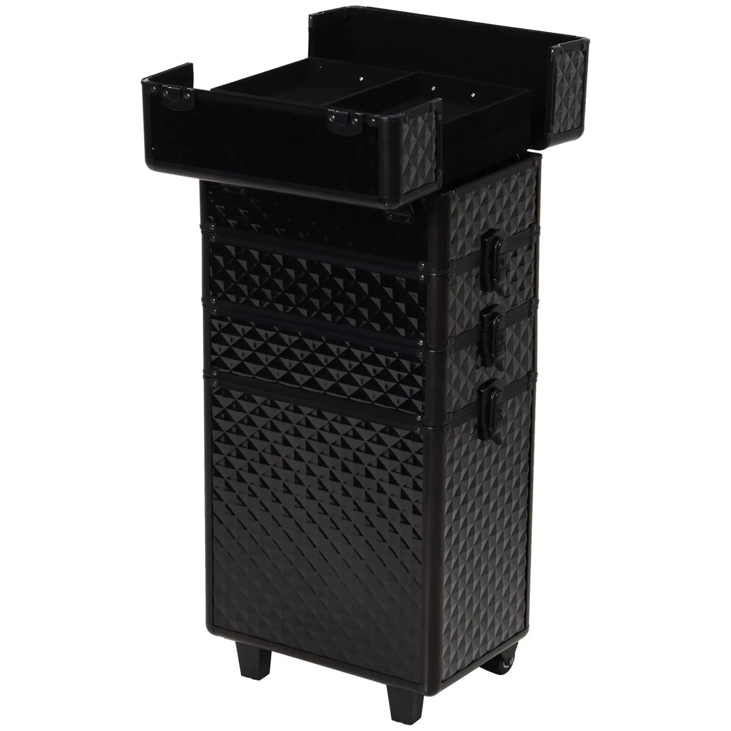 Portable Aluminum Makeup Train Case, 4 in 1, 2 Wheels, Multiple Compartments Makeup Cases at Gallery Canada