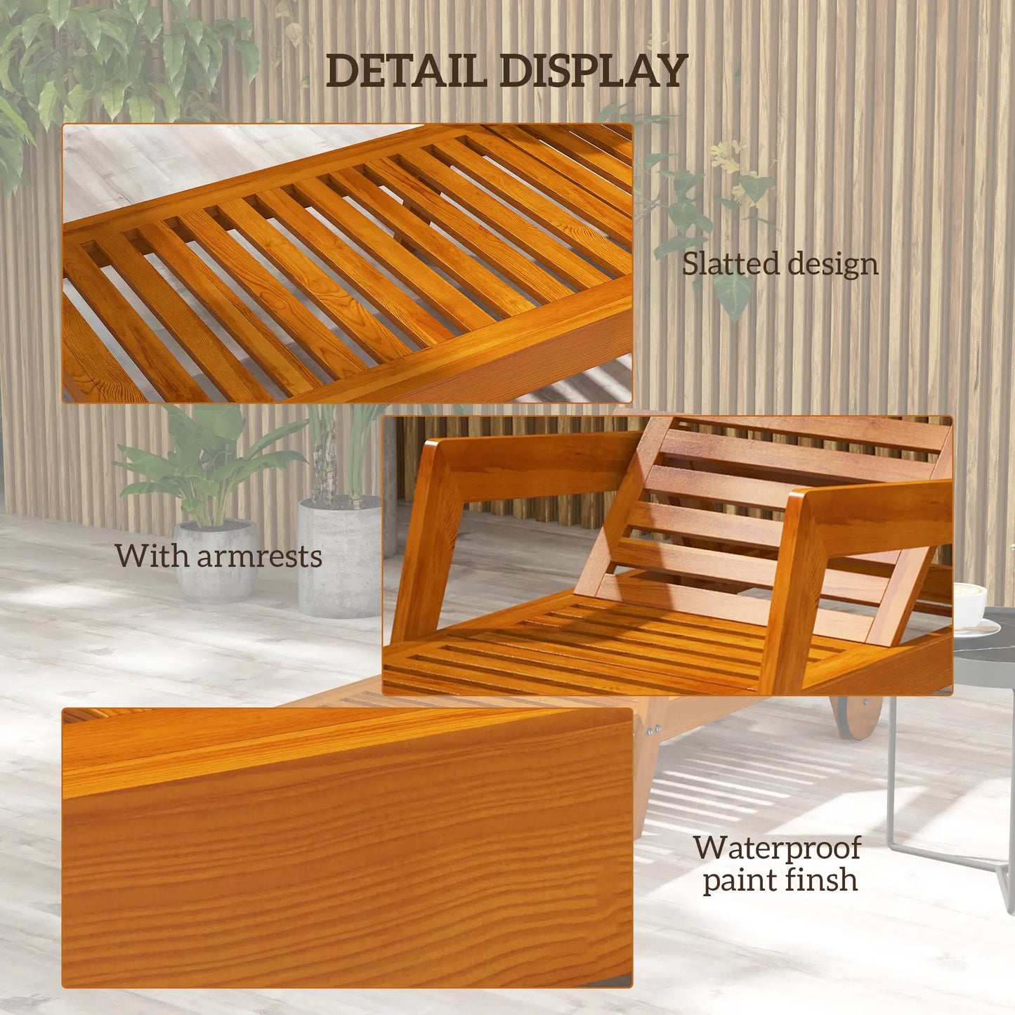 Wood Lounge Chair, 3-Position Adjustable, Orange Lounger Chairs at Gallery Canada