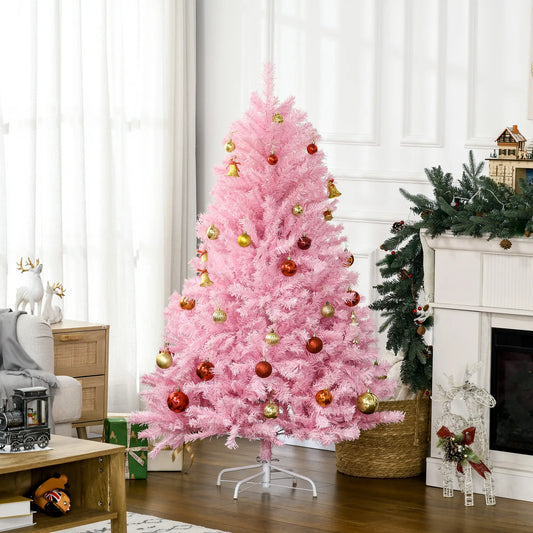 5' Artificial Christmas Tree, Auto Open, Steel Base, Indoor, Pink Artificial Christmas Trees Pink at Gallery Canada