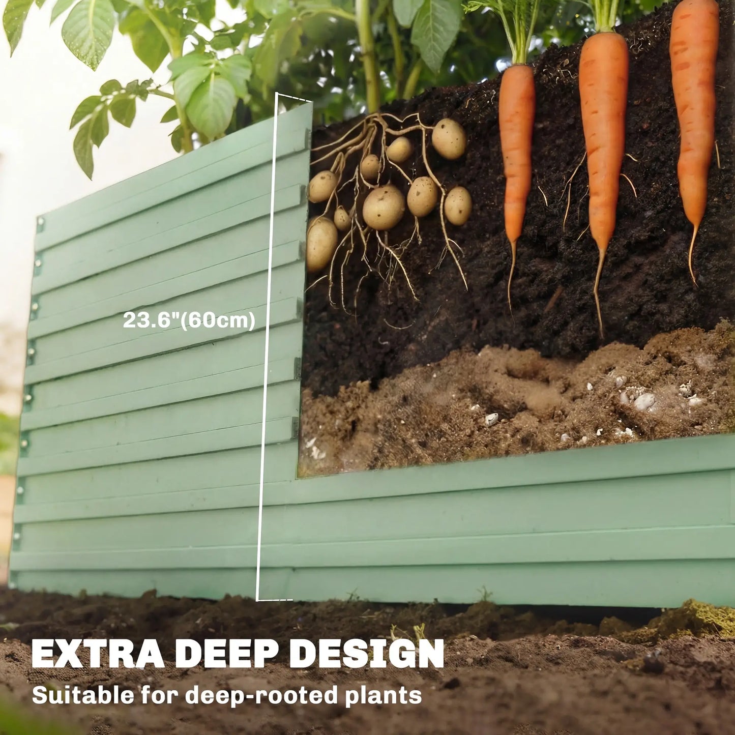 8' x 4' x 2' Galvanized Raised Garden Bed, Planter Box, Light Green Galvanized Planter Boxes at Gallery Canada