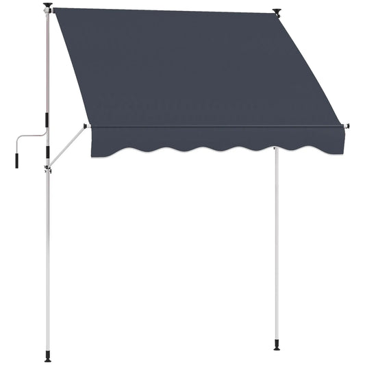 6.6'x5' Manual Retractable Patio Awning, Water Resistant, Black Window Awnings Black at Gallery Canada