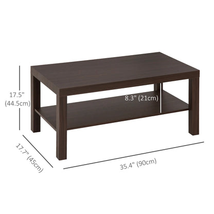 2 Tier Coffee Table with Storage Shelf, Rectangular Center Table for Living Room, Home Office Furniture Walnut Coffee Tables at Gallery Canada