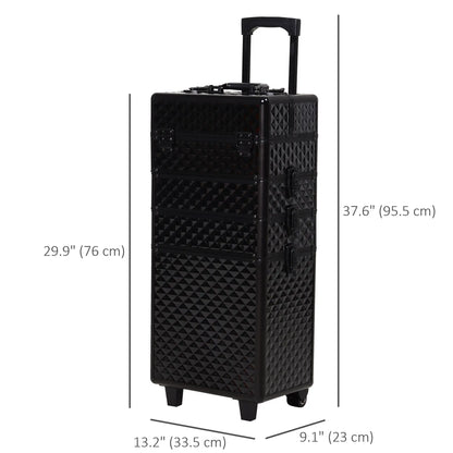 Portable Aluminum Makeup Train Case, 4 in 1, 2 Wheels, Multiple Compartments Makeup Cases at Gallery Canada