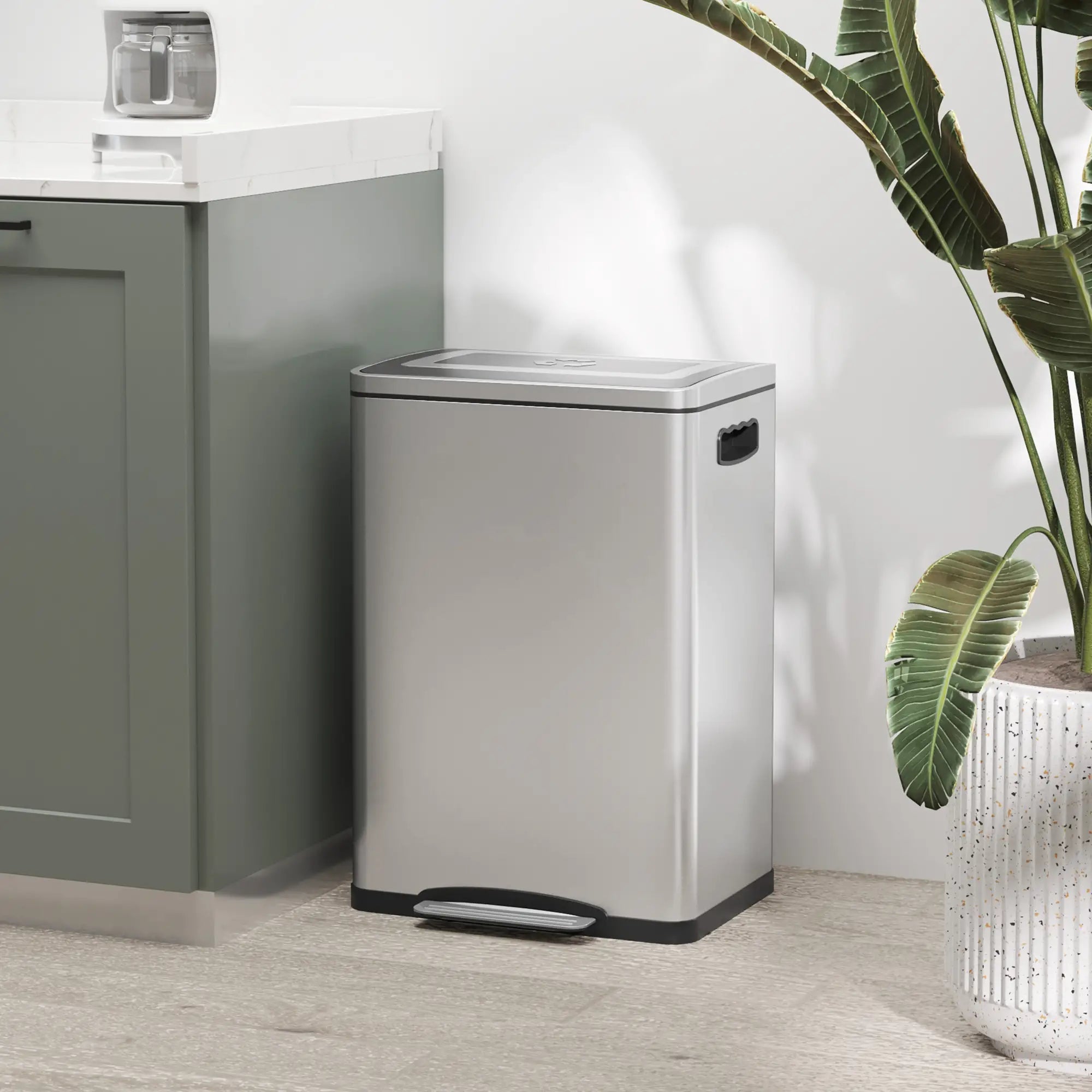 2 x 20 Liter Garbage Bin, Stainless Steel, Soft-Close Lid, Removable Bucket, Silver Household Supplies at Gallery Canada