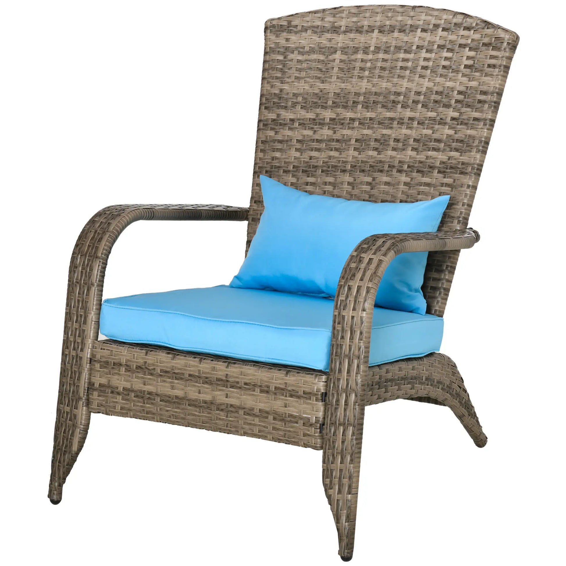Outdoor PE Rattan Adirondack Chair, w/ Cushions, Blue Patio Chairs at Gallery Canada