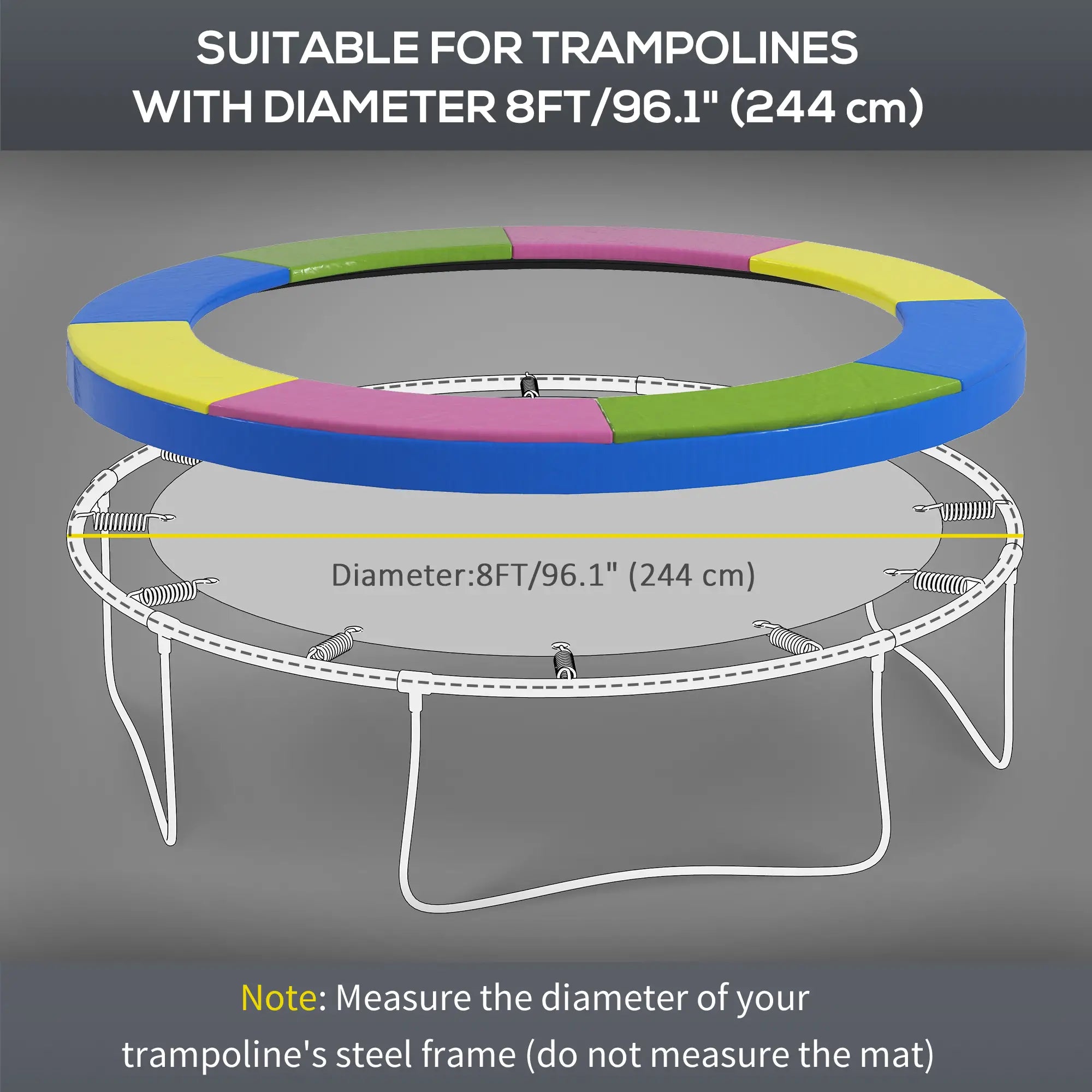 8FT Trampoline Spring Cover, Waterproof, Tear-Resistant, Multi-Colored Trampolines at Gallery Canada