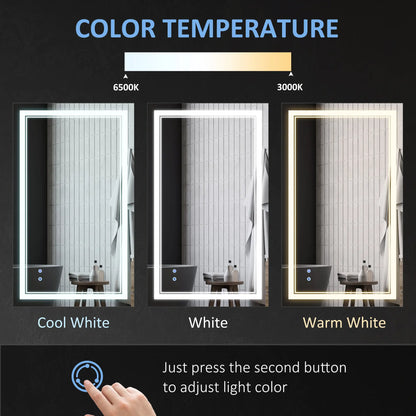 40" x 24" LED Bathroom Mirror, Dimmable, 3 Color, Touch Control, Color Wall Mirrors at Gallery Canada