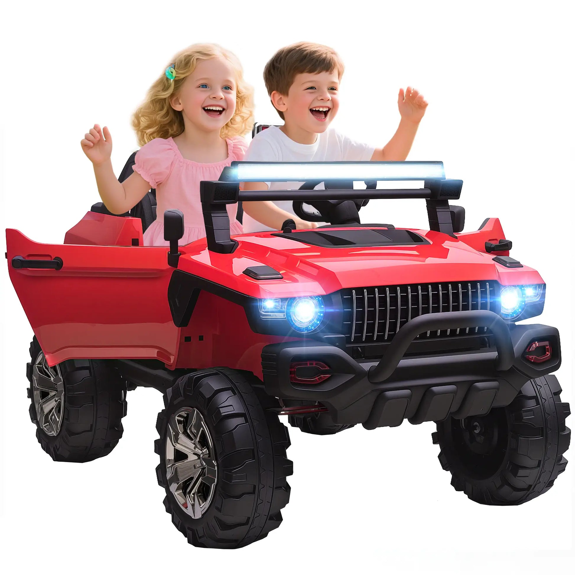 2-Seater Kids Ride On Police Car, 12V 7AH, Red Electric Toy Cars Red at Gallery Canada