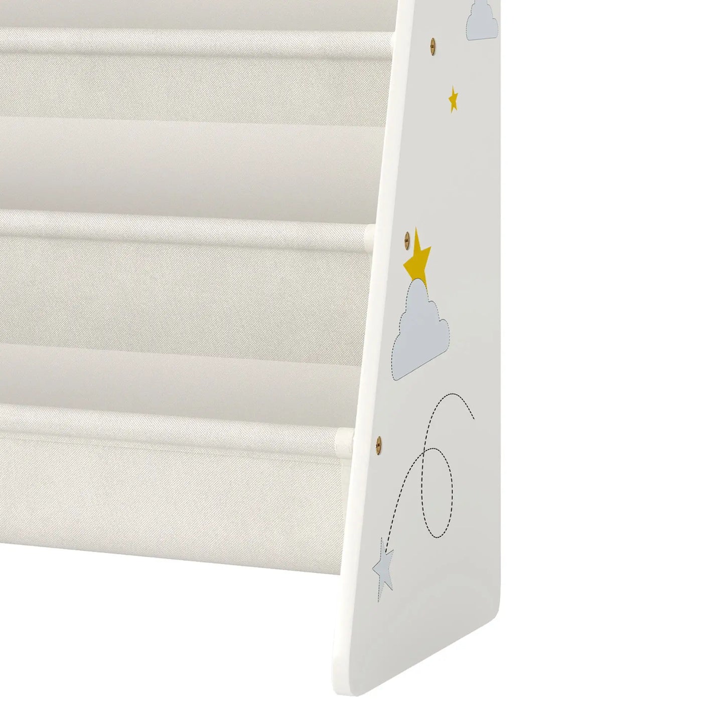 Fabric Kids Bookshelf, 4-Tier Toddler Sling Book Rack, White