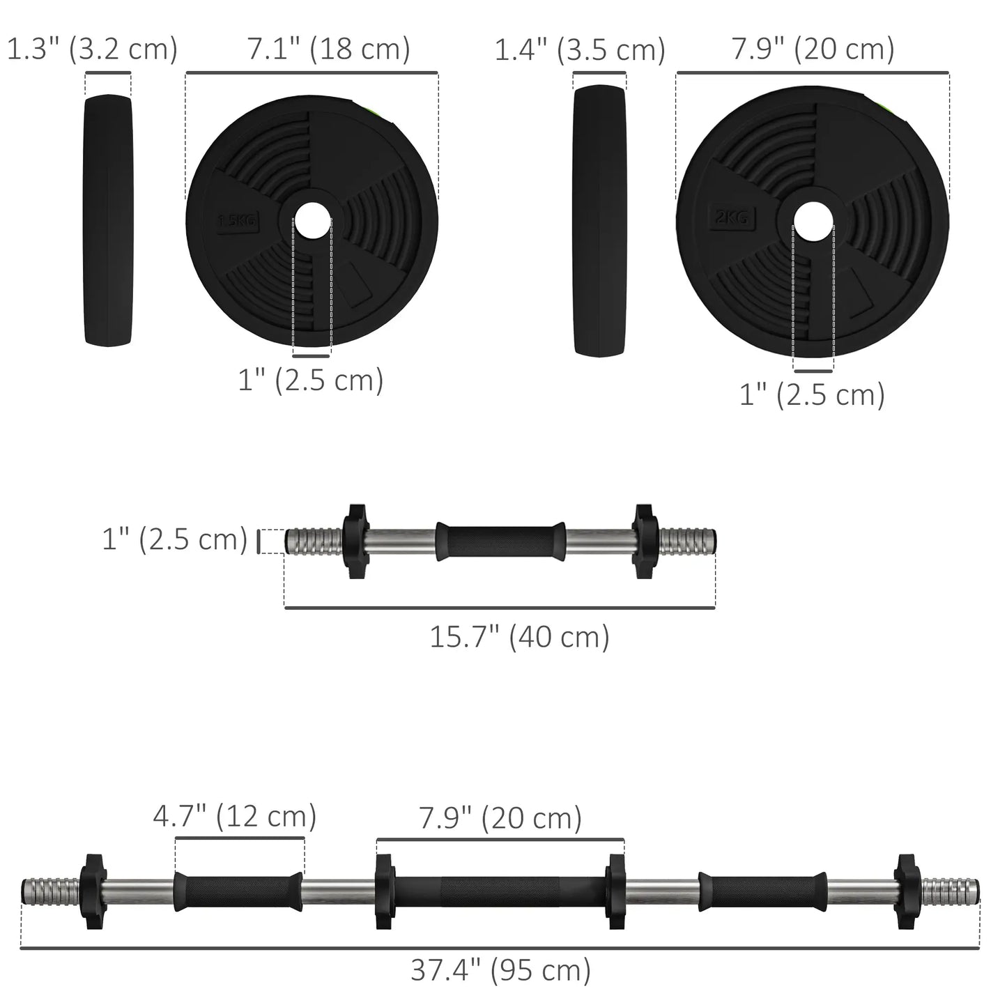 33LBS Adjustable Barbell Dumbbells Set, Non-Slip Handles, Home Gym Dumbbells & Barbells at Gallery Canada