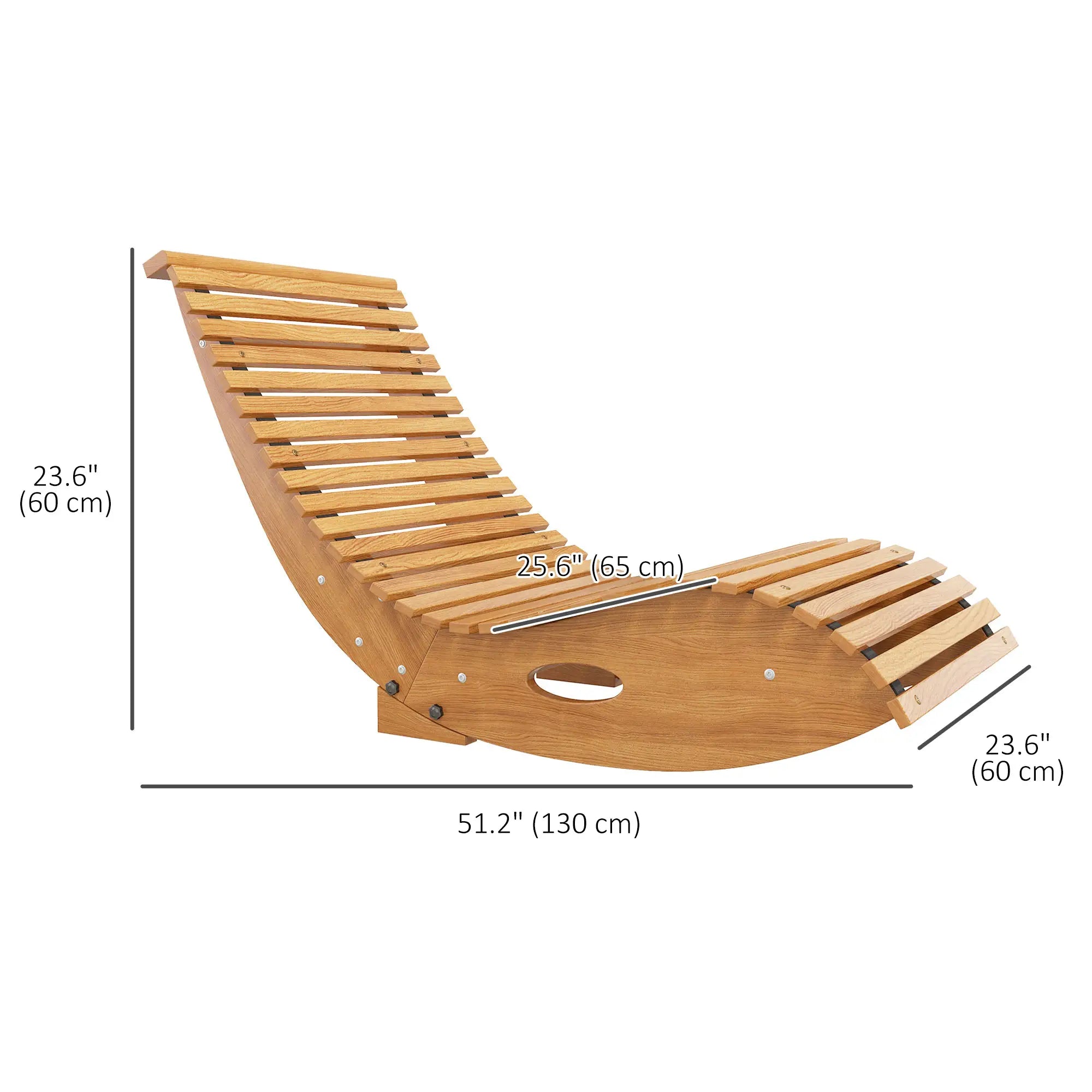 Outdoor Rocking Chair, Wooden Slatted Seat, 51.2