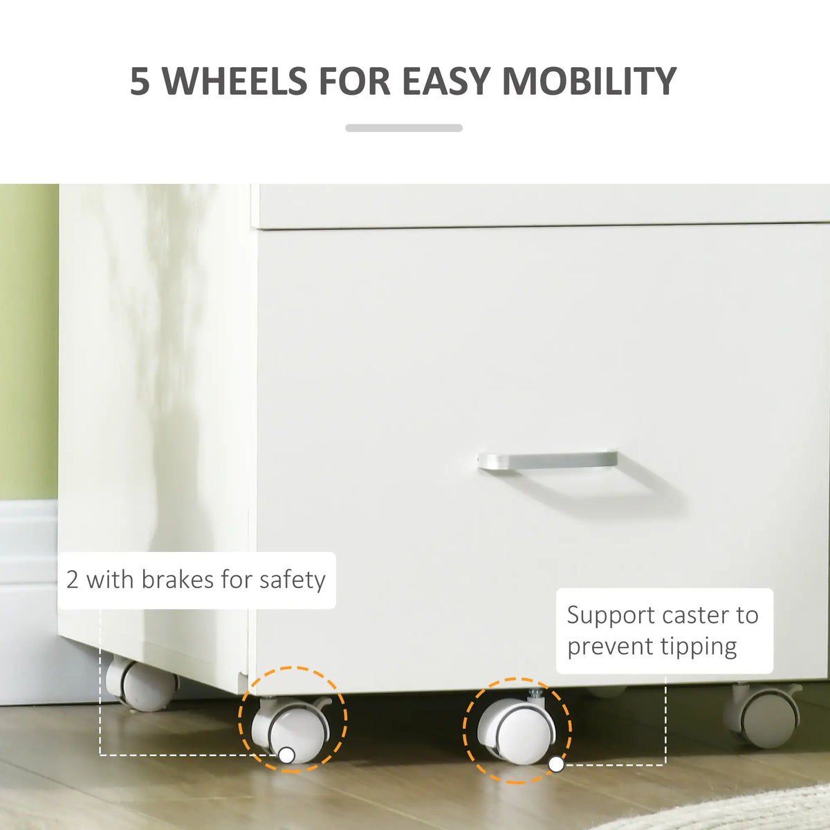 2 Drawer Mobile File Cabinet with Lock, Wood, Letter and A4 Size, White Office Cabinets & Cupboards at Gallery Canada