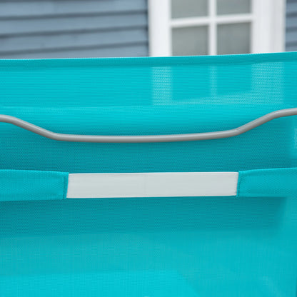 Outdoor Folding Chaise Lounge, Adjustable Backrest, Cushion, Headrest, Blue Lounger Chairs at Gallery Canada