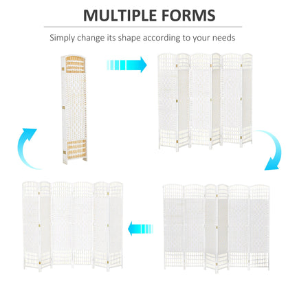 6 Panel Room Divider, 5.6 ft Tall, Folding Privacy Screen, White Room Dividers at Gallery Canada