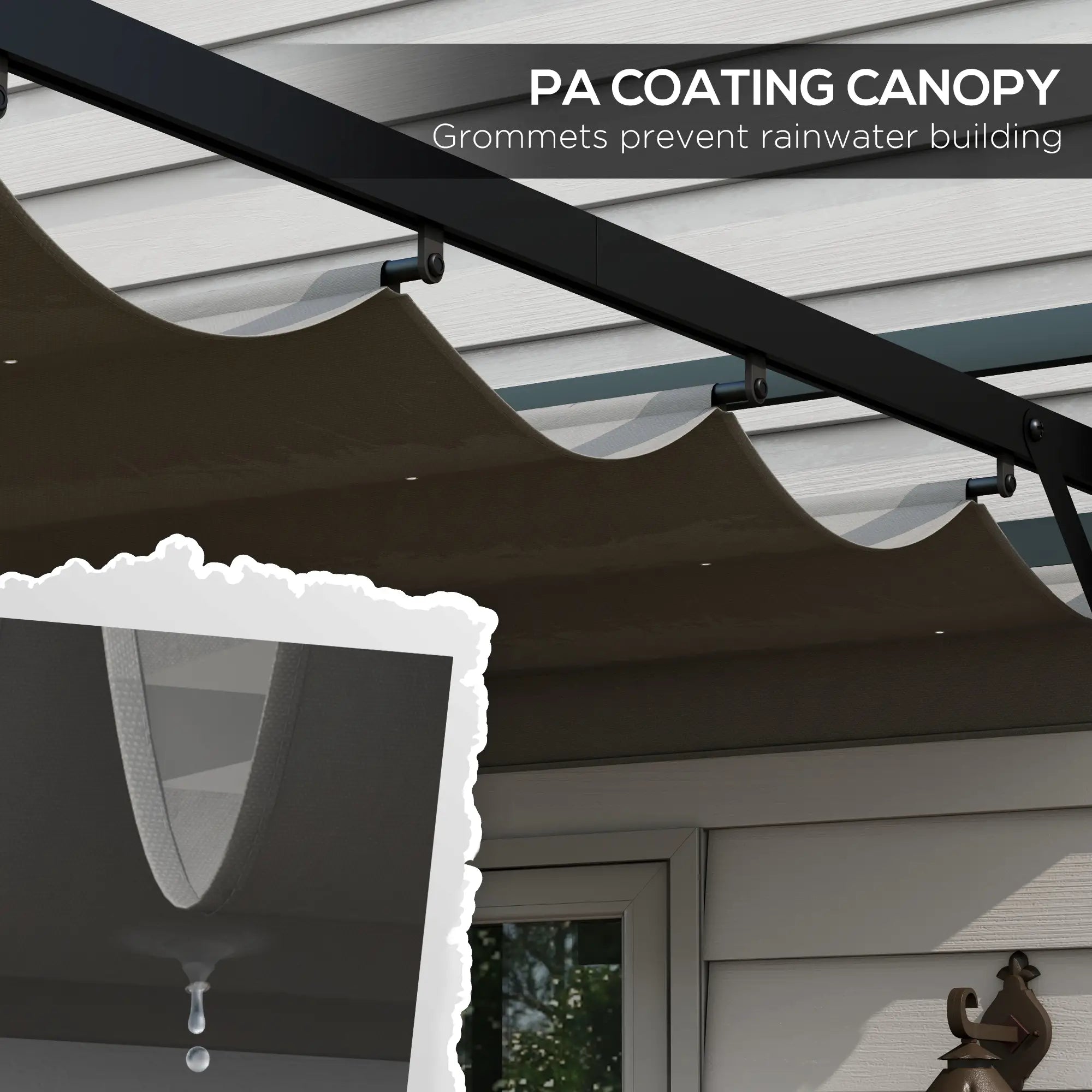 10' x 10' Retractable Pergola, Garden Gazebo, Dark Grey Pergolas at Gallery Canada
