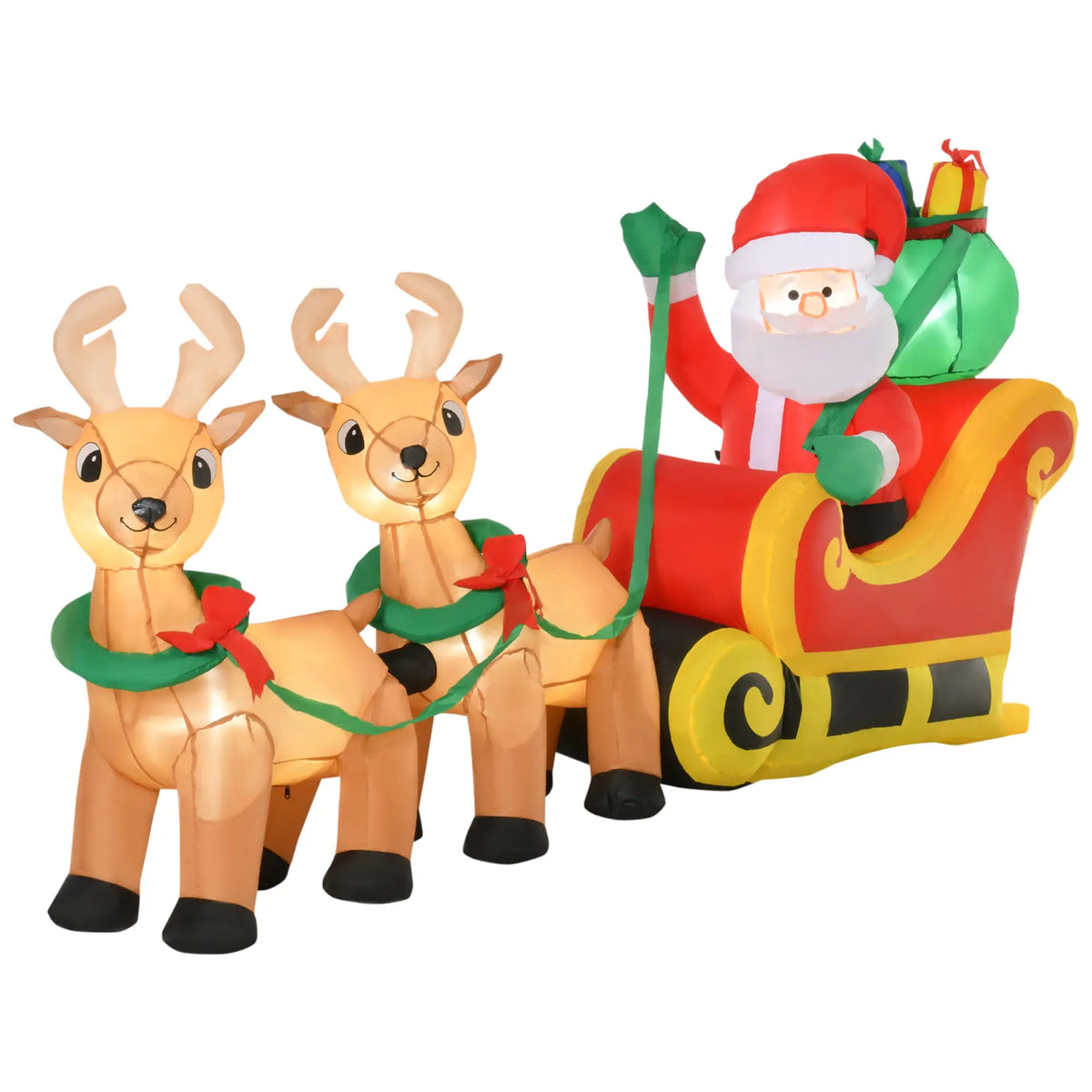 8ft Santa Claus Inflatable with Sleigh, Reindeer, LED Lights Christmas Inflatables Multi Colour at Gallery Canada