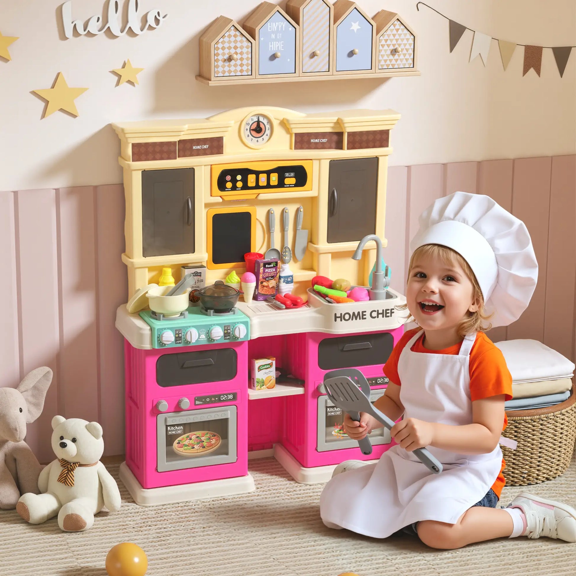 Kids Play Kitchen Set with Lights, Sounds, Pink Play Kitchen at Gallery Canada