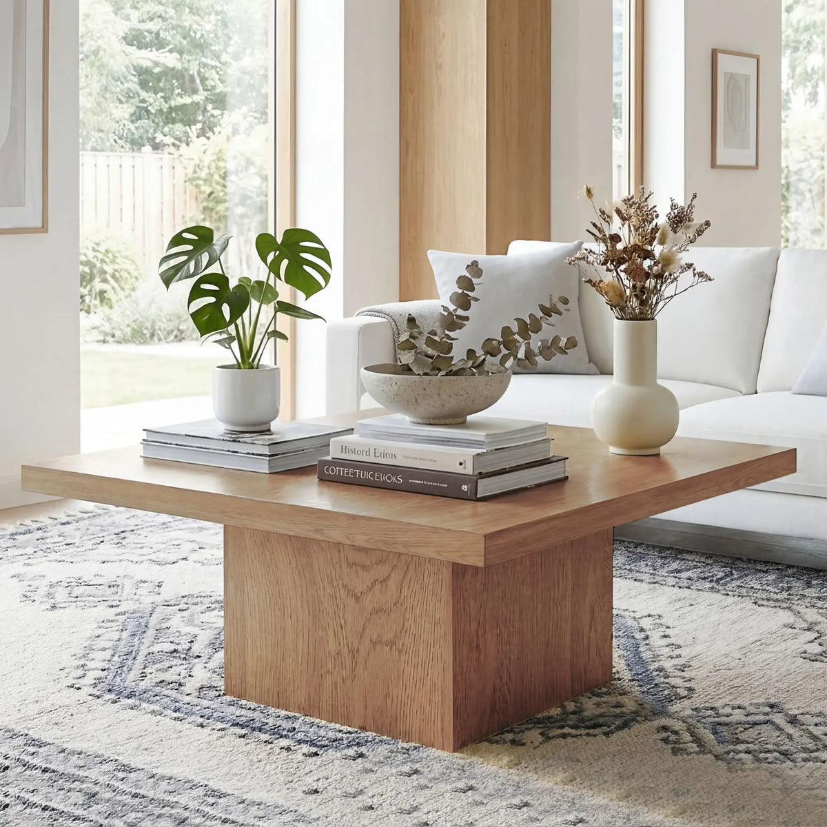 Square Coffee Table, 1.6" Thick Tabletop, Natural Wood Coffee Tables at Gallery Canada