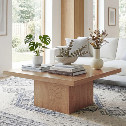 Square Coffee Table, 1.6" Thick Tabletop, Natural Wood Coffee Tables at Gallery Canada