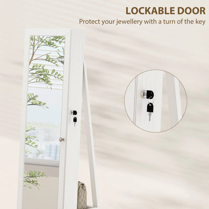 360° Swivel Jewelry Armoire, Lockable Mirror Cabinet, White Jewelry Armoire & Jewellery Mirror Cabinets at Gallery Canada