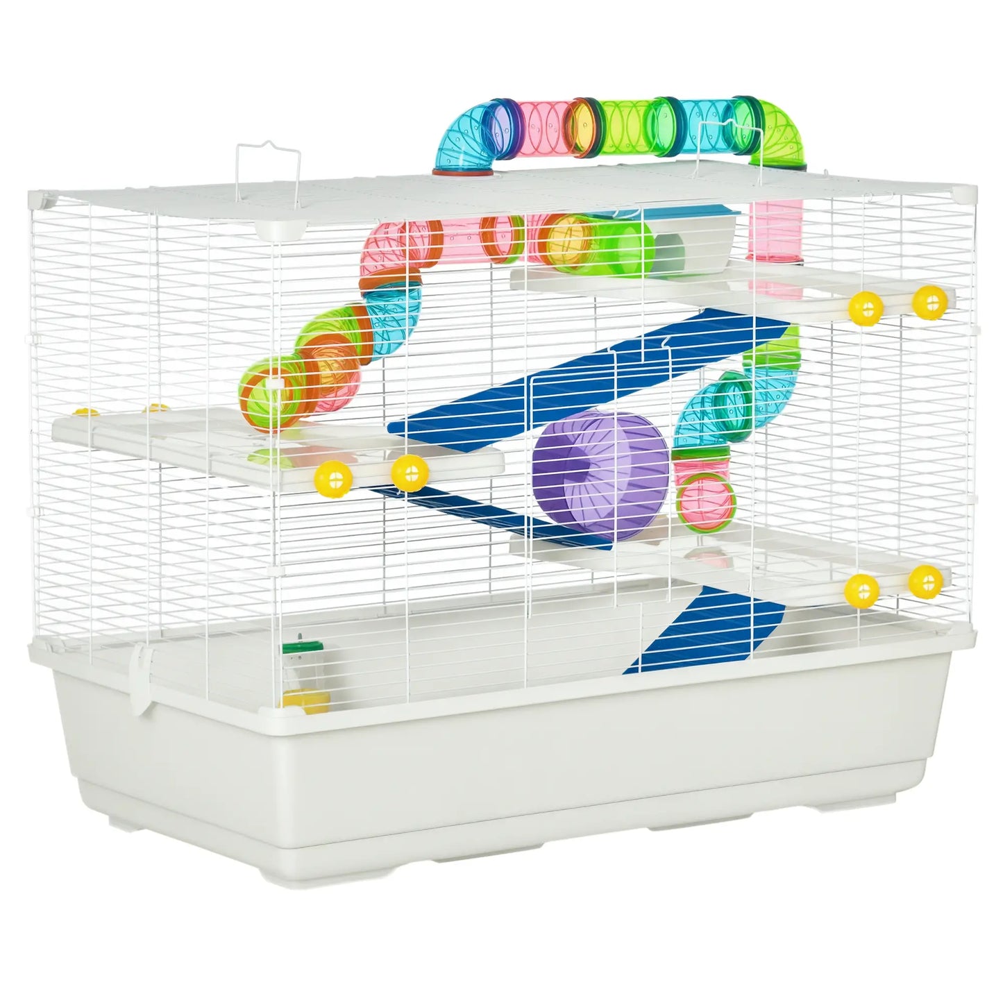 31" Large Hamster Cage, Small Animal House, Tunnel Tube System, White Hamster Cages White at Gallery Canada