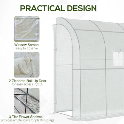 7' x 3' x 7' Walk-In Greenhouse, Roll-Up Mesh Windows, Zipper Door, White Walk In Greenhouses at Gallery Canada