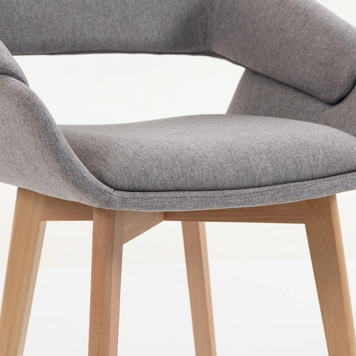 Linen Fabric Dining Chairs Set of 2, Light Grey