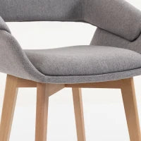 Linen Fabric Dining Chairs Set of 2, Light Grey