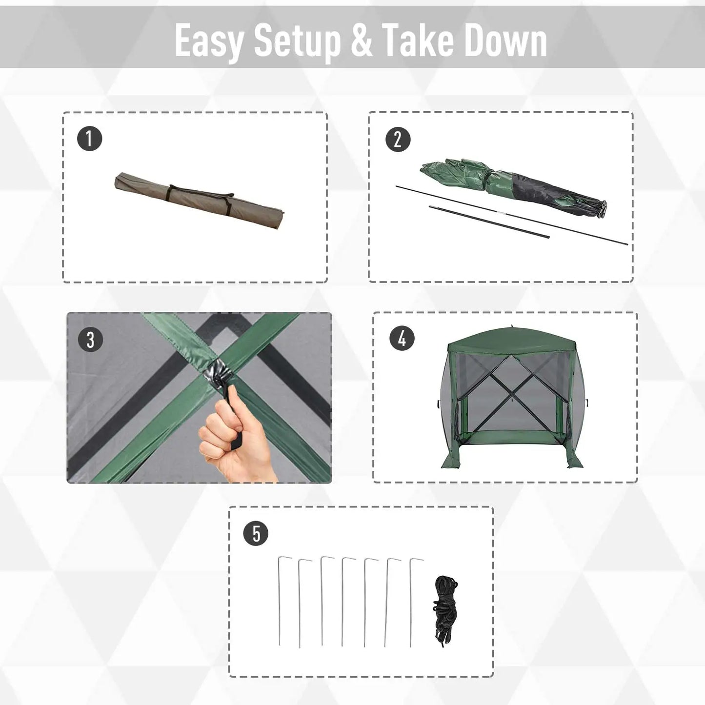 Pop-Up Tent, Foldable, Zippered Door, Ground Stakes, Fits 3-4 People, Green Pop Up Canopies at Gallery Canada