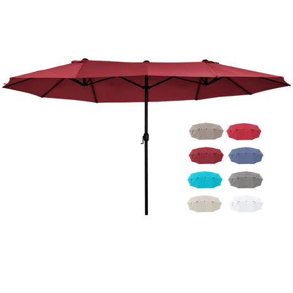 15ft Double-Sided Patio Umbrella, Twin Canopy, Wine Red, Red Sun Umbrellas at Gallery Canada
