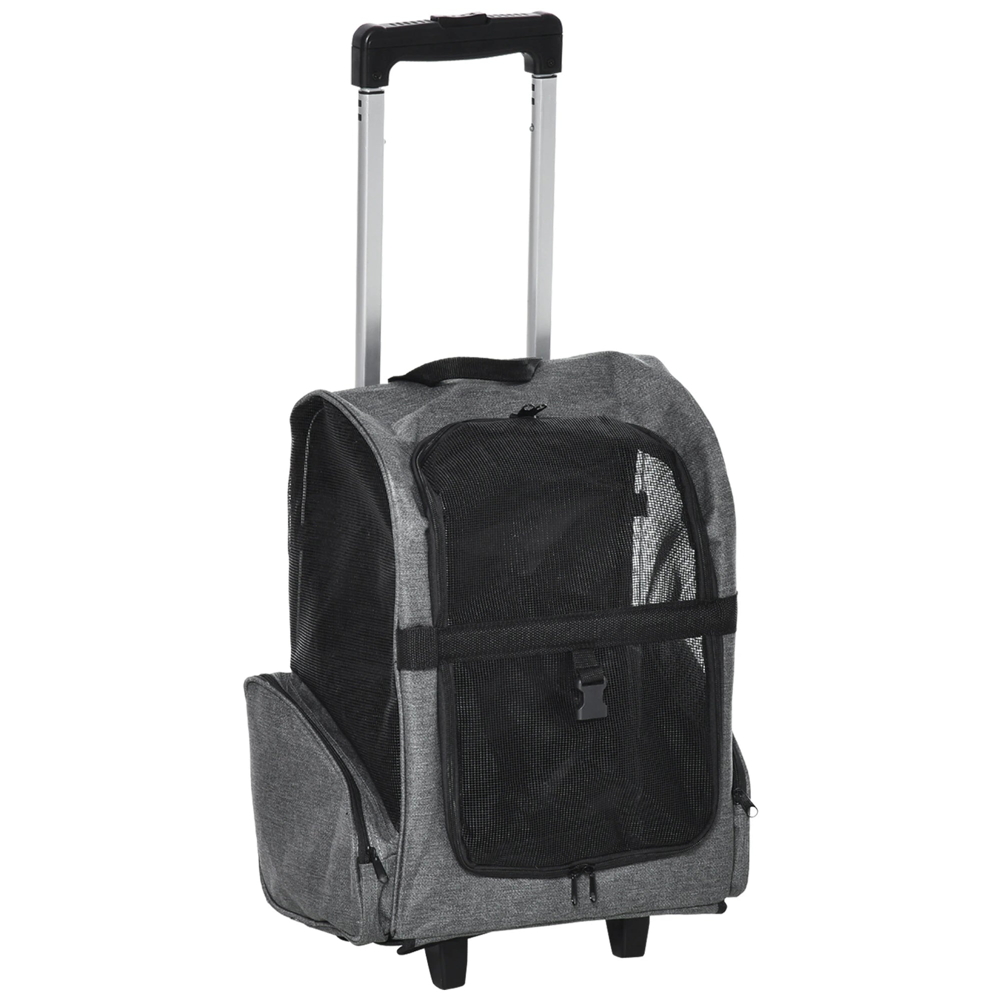 2-in-1 Pet Carrier Backpack, Rolling Wheel, Grey Dog Bike Trailers & Strollers Grey at Gallery Canada