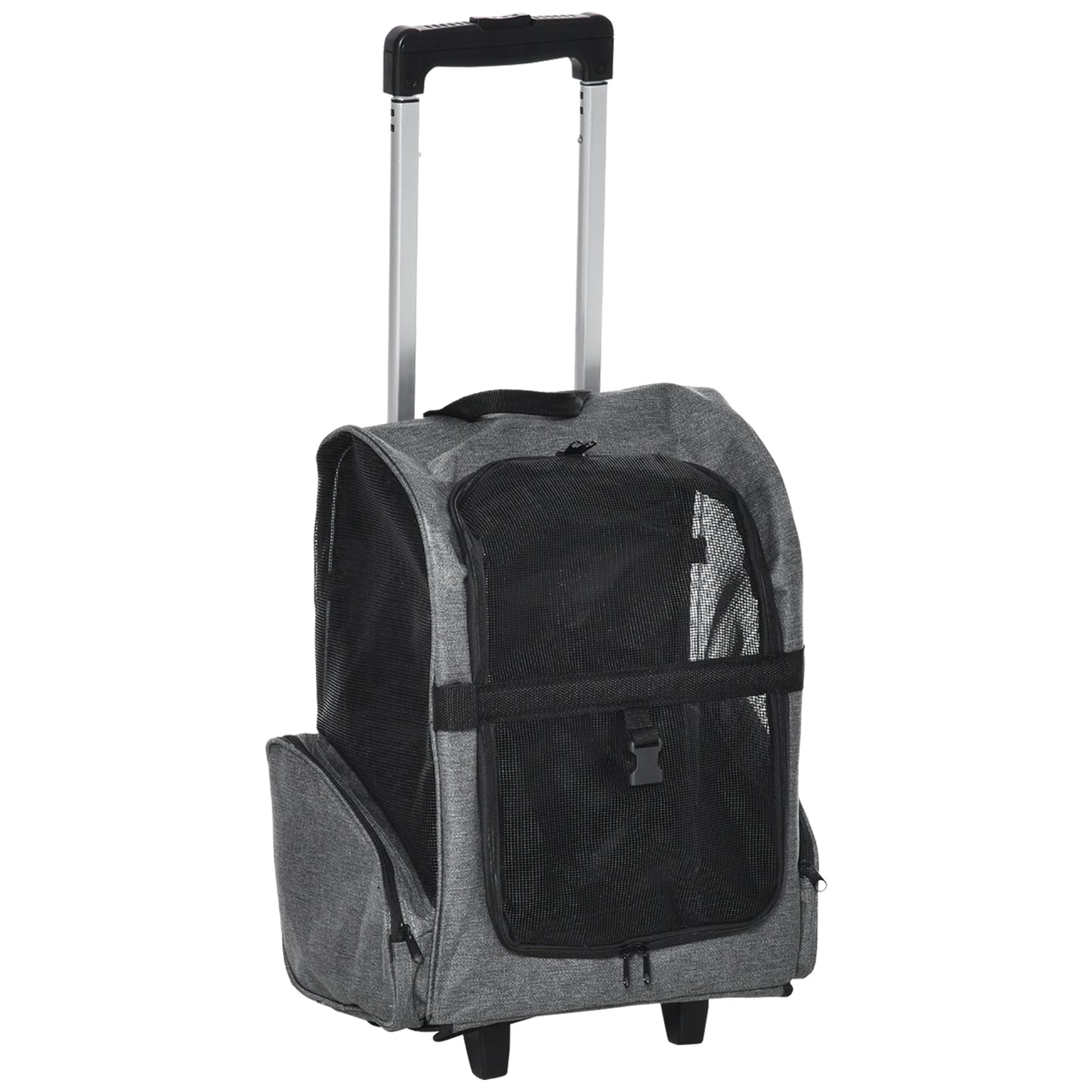 2-in-1 Pet Carrier Backpack, Rolling Wheel, Grey Dog Bike Trailers & Strollers Grey at Gallery Canada