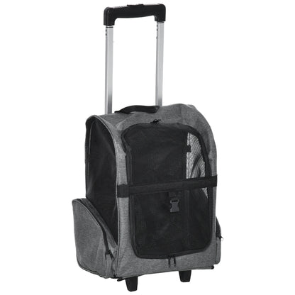 2-in-1 Pet Carrier Backpack, Rolling Wheel, Grey Dog Bike Trailers & Strollers Grey at Gallery Canada