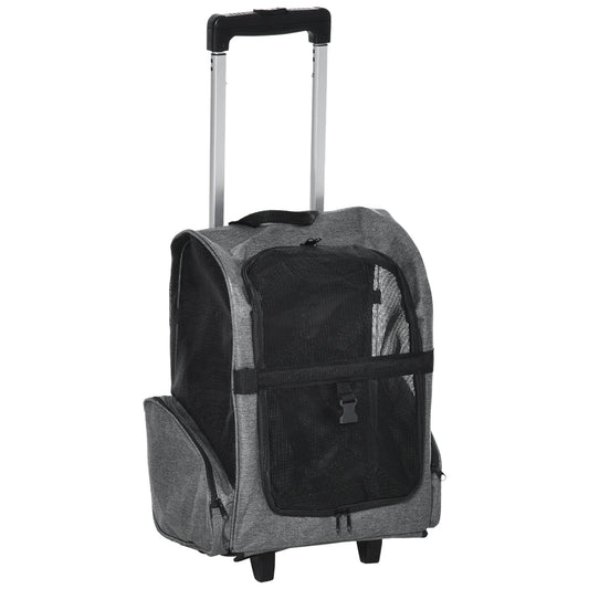 2-in-1 Pet Carrier Backpack, Rolling Wheel, Grey Dog Bike Trailers & Strollers Grey at Gallery Canada