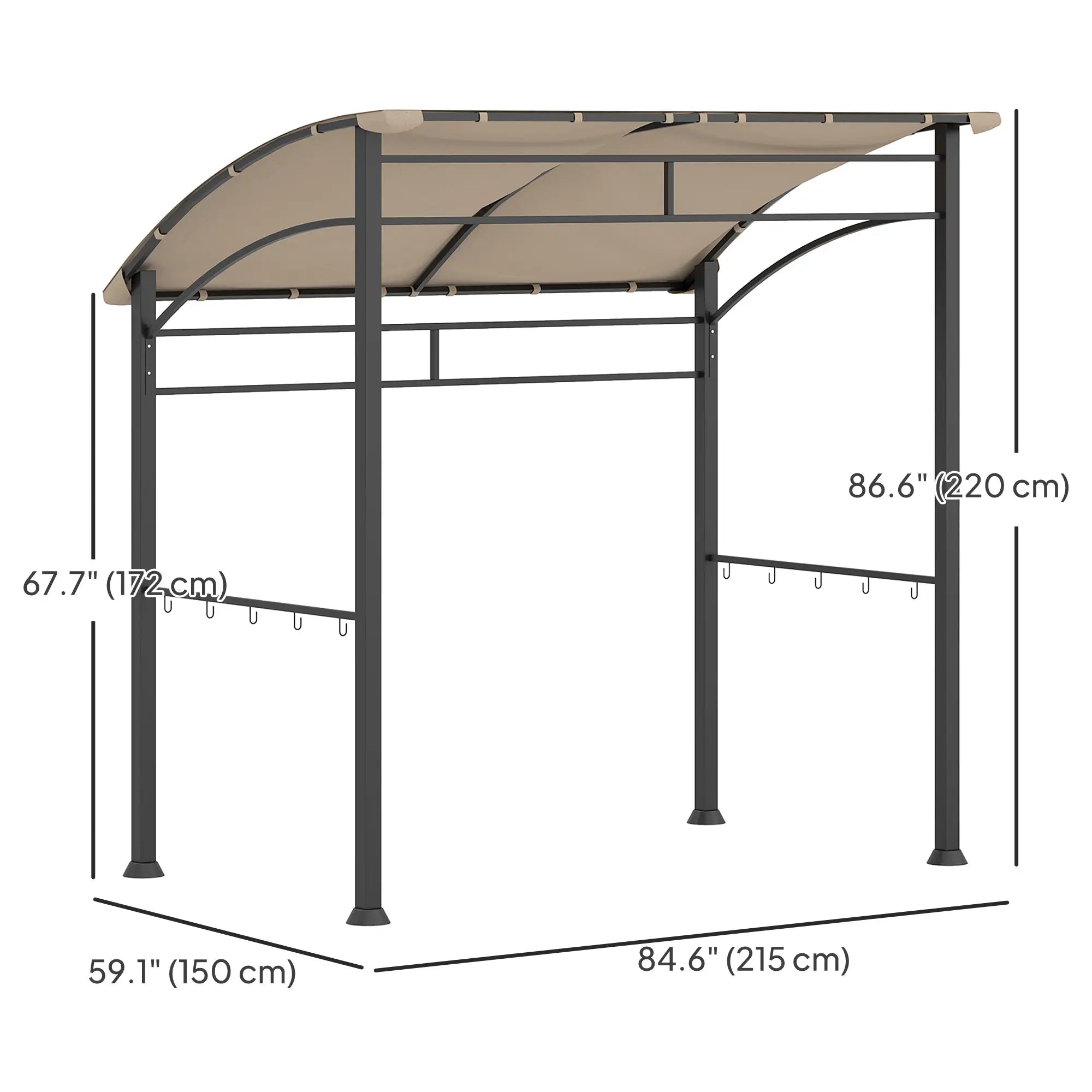 7' x 5' BBQ Grill Gazebo Tent, Steel Frame, Hooks, Khaki BBQ Grill Gazebos at Gallery Canada