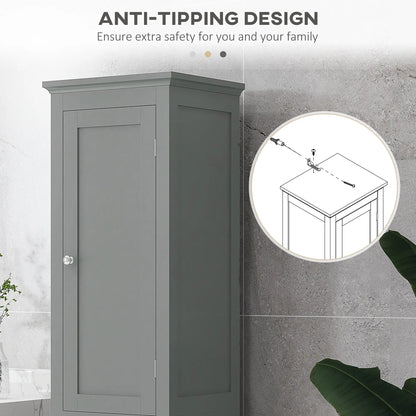 Tall Bathroom Cabinet, Freestanding Storage, Adjustable Shelves, 15" x 13" x 63", Grey Bathroom Cabinets at Gallery Canada