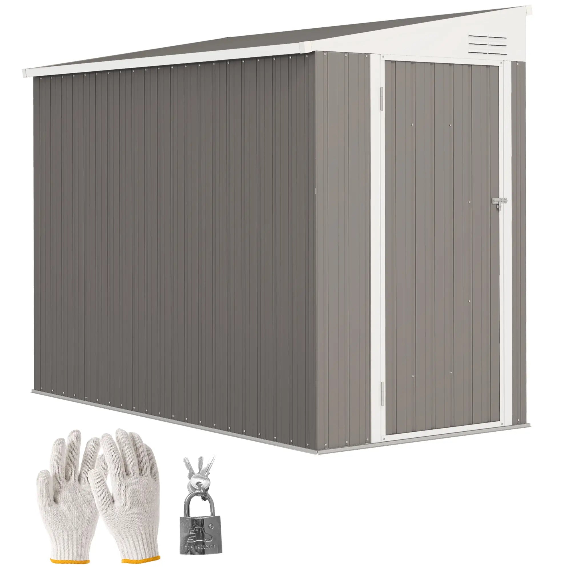 4' x 8' Outdoor Storage Shed, Metal Tool Shed, Lockable Door, Light Grey Sheds at Gallery Canada