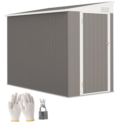 4' x 8' Outdoor Storage Shed, Metal Tool Shed, Lockable Door, Light Grey Sheds at Gallery Canada