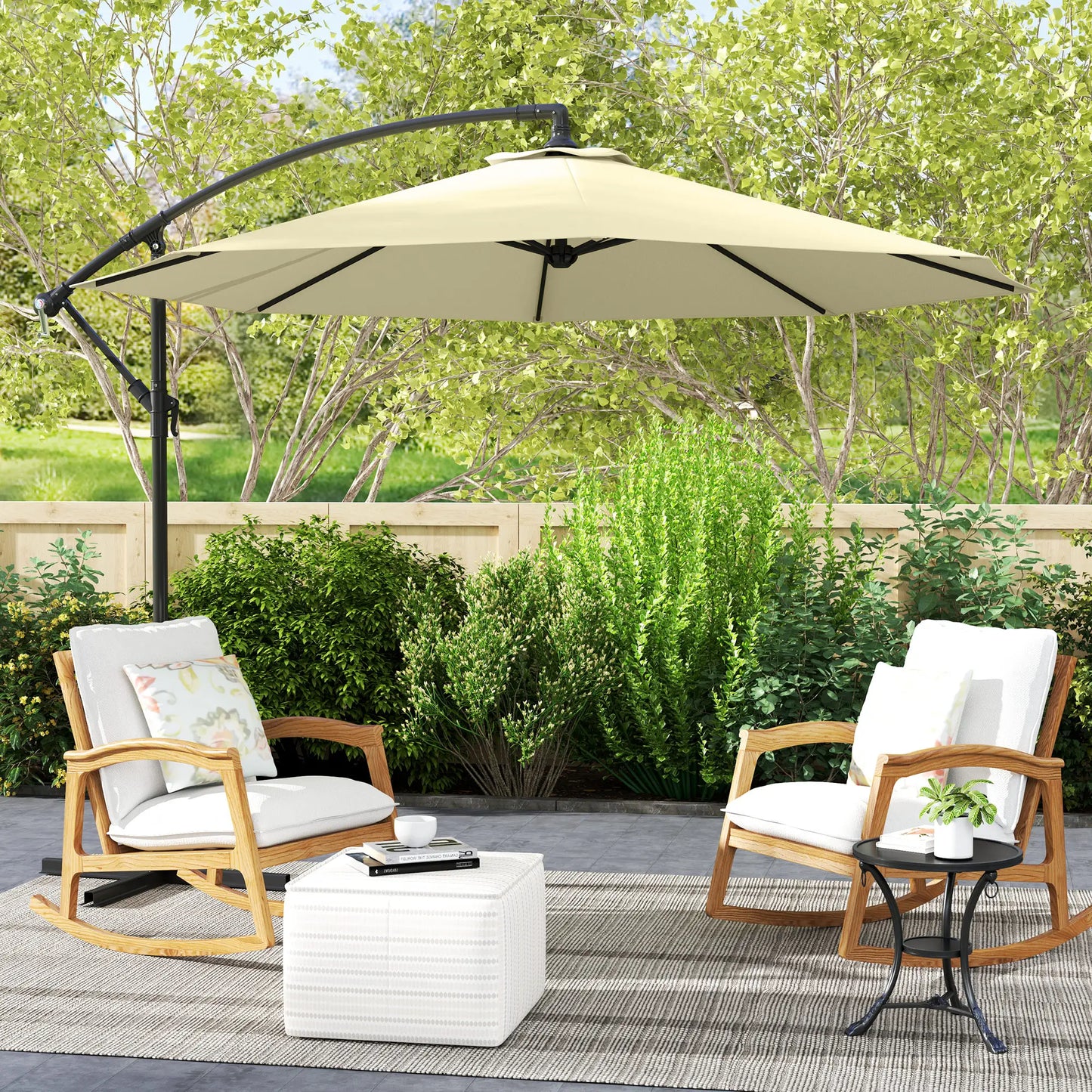 10' Deluxe Patio Umbrella, Banana Hanging Offset Sunshade, Beige Offset Cantilever Umbrellas at Gallery Canada