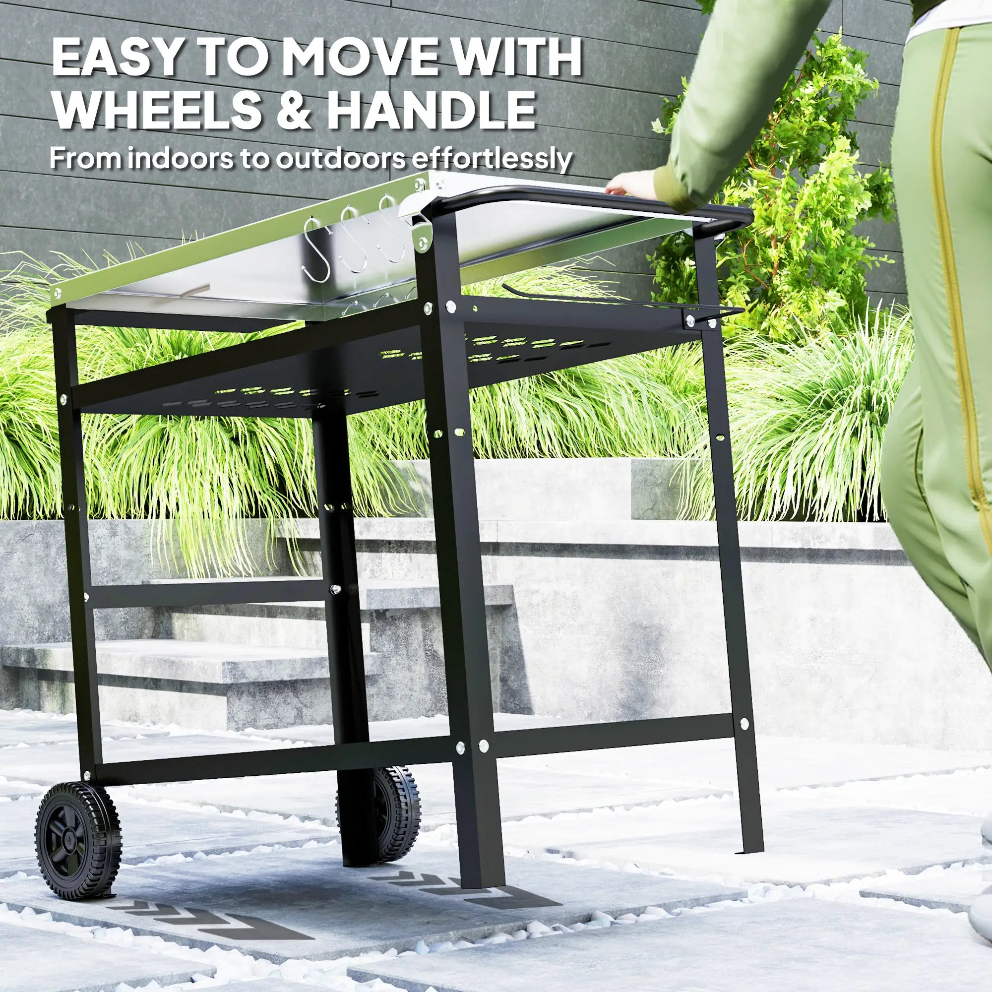 BBQ Stand With Stainless Steel Top, Adjustable Shelf, Hooks, Seasoning Tray Outdoor Grill Carts at Gallery Canada