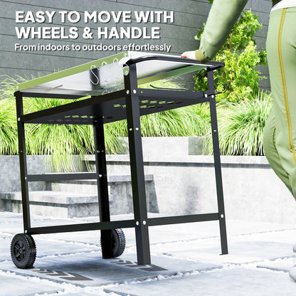 BBQ Stand With Stainless Steel Top, Adjustable Shelf, Hooks, Seasoning Tray Outdoor Grill Carts at Gallery Canada