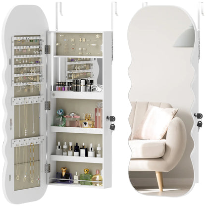 Jewelry Armoire Cabinet With Lights, Wall Mounted, Full Length Mirror, White Jewellery Armoire & Jewellery Mirror Cabinets at Gallery Canada