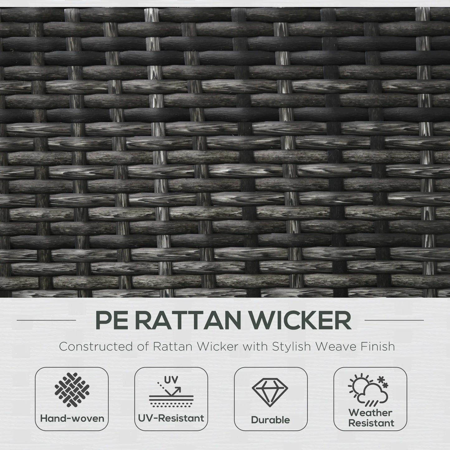 Outdoor Rattan Sofa, Patio Wicker Armchair with Cushions, Grey Patio Chairs at Gallery Canada