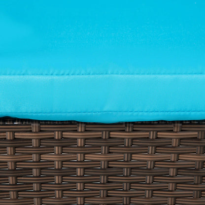 3-Piece Wicker Patio Lounger Set with Table, PE Rattan, Brown/Blue Chaise Loungers at Gallery Canada