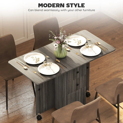 Foldable Dining Table, Rolling Kitchen Table with Storage, Grey Bar Tables & Dining Tables at Gallery Canada